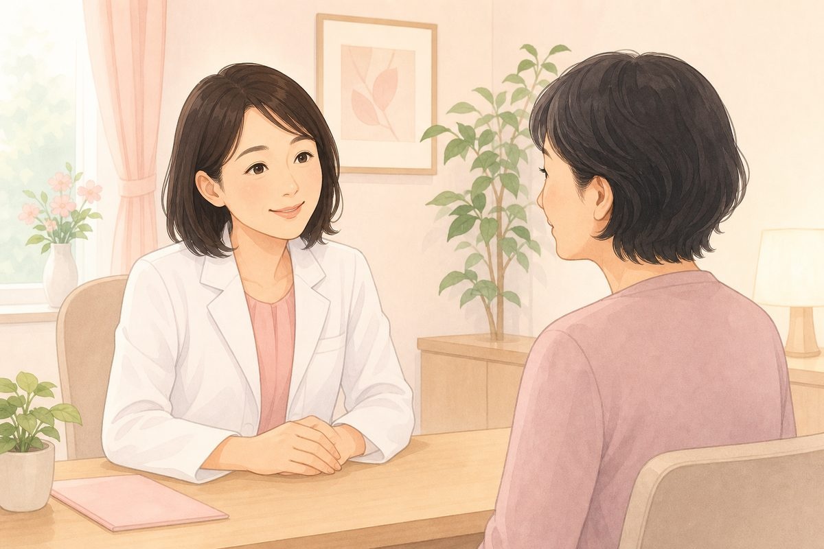 医師に相談する女性のイラスト