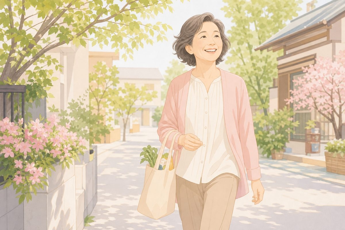 日常を穏やかに過ごす女性のイラスト